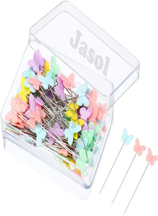 Jasol 50 Multicolor Straight Pins - 1.5Inch Long Quilting Pins for Craft, Dressmaking & Other Crafts - Butterfly Type - Image 1